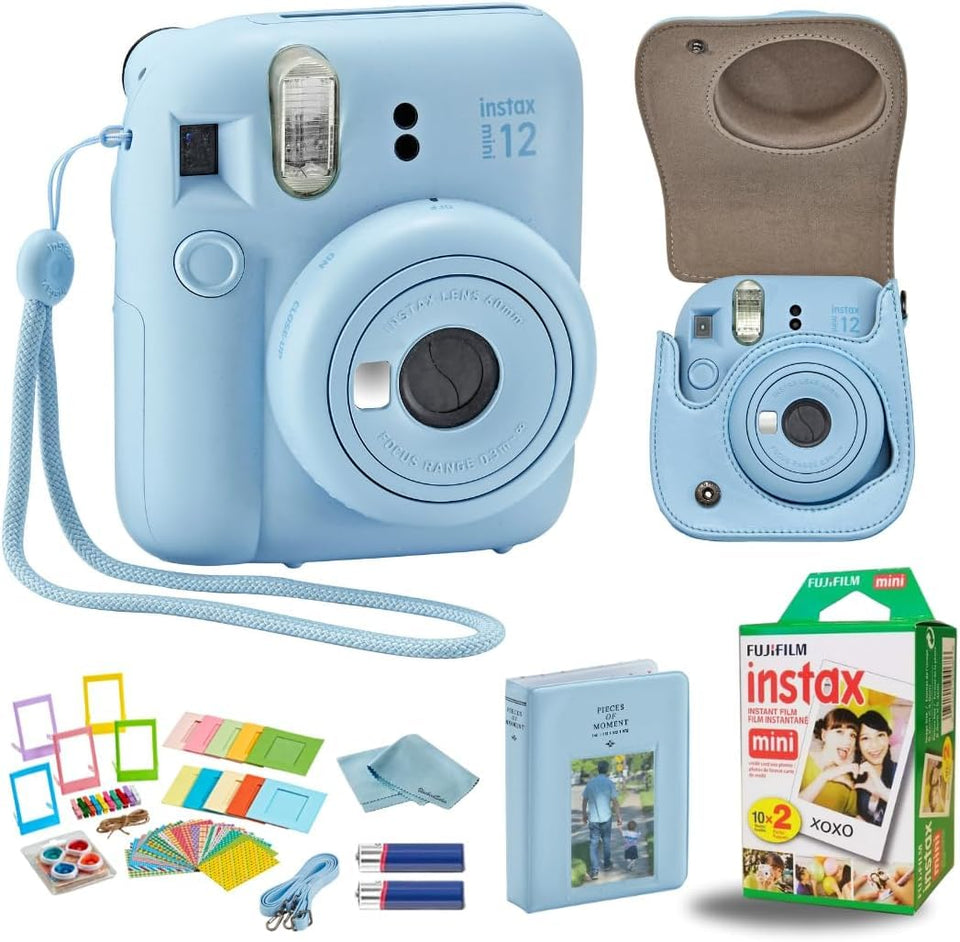 Fujifilm Instant Mini 12 camera top view showing simple controls for quick, on-the-go photos