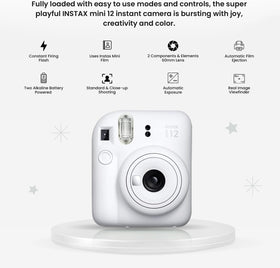 Fujifilm Instant Mini 12 film pack included for instant printing on adventures.