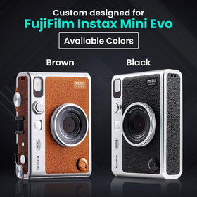 Fujifilm Instant Mini EVO cleaning cloth keeps surfaces pristine.
