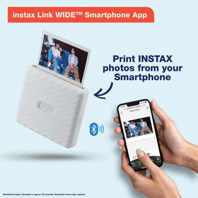 Fujifilm Instax Link Wide Ash White back view showing compact portable design