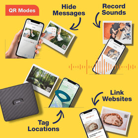 QR print mode embeds a URL or message on the print.