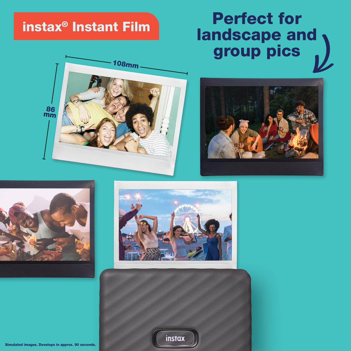 In-app stickers add personality to Instax Link Wide photos.
