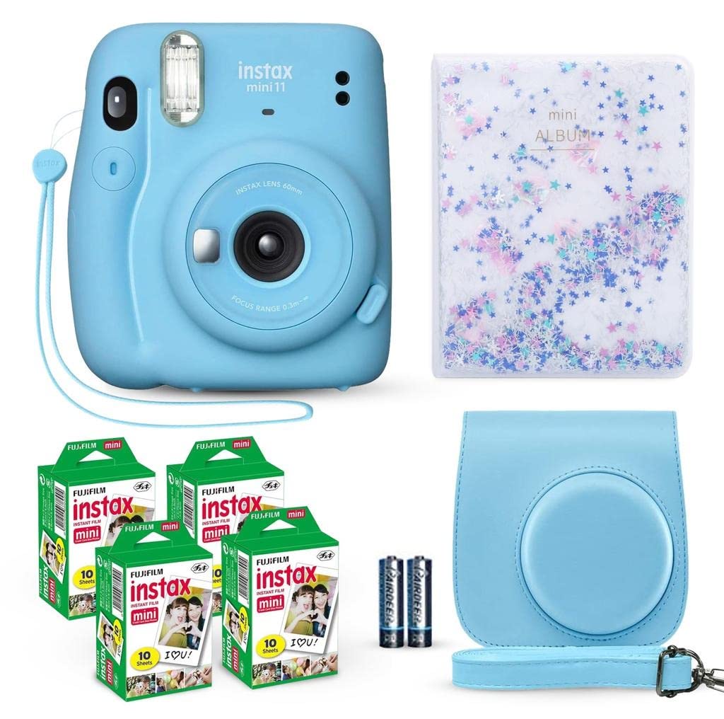Fujifilm Instax Mini 11 Sky Blue camera ready for instant selfies