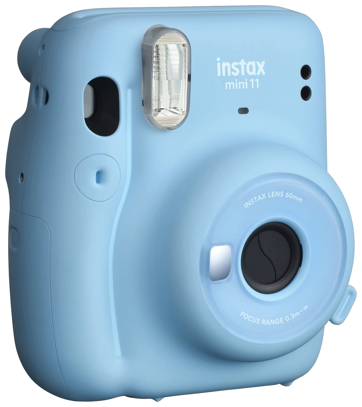 Fujifilm Instax Mini 11 Sky Blue selfie mirror close-up helps frame the perfect selfie.