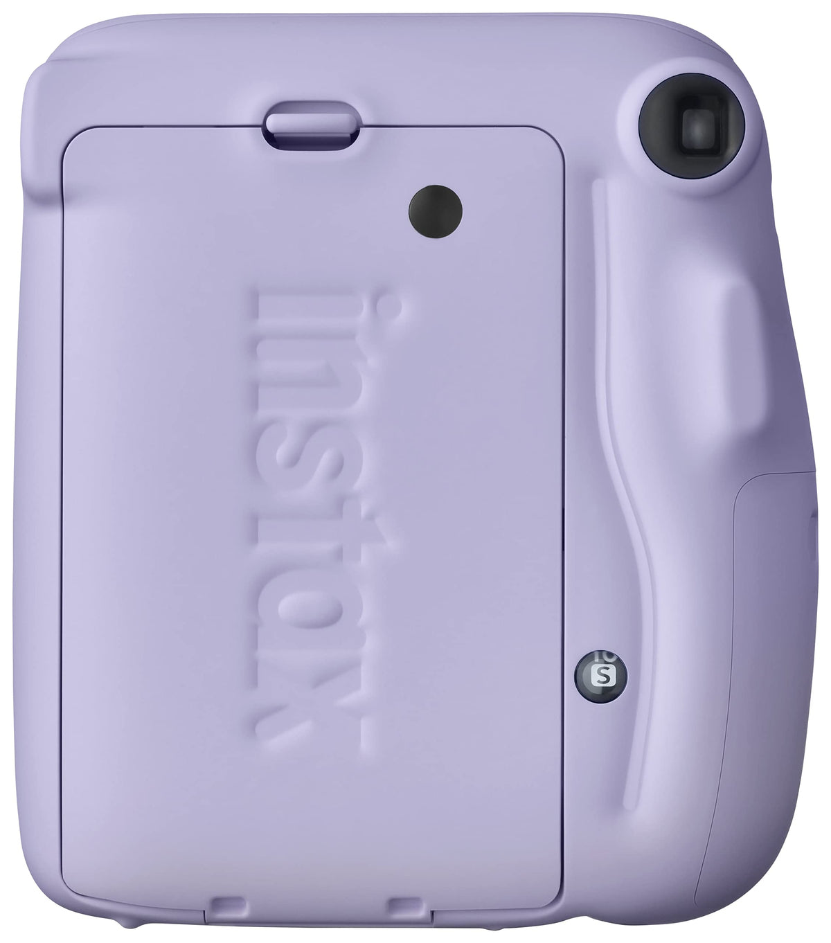 Fujifilm Instax Mini 11 slim body with transparent ring lens highlight.