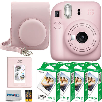 Fujifilm Instax Mini 12 Blossom Pink camera front view for instant prints