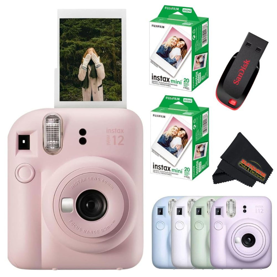 Fujifilm Instax Mini 12 Blossom Pink camera ready for instant keepsakes.