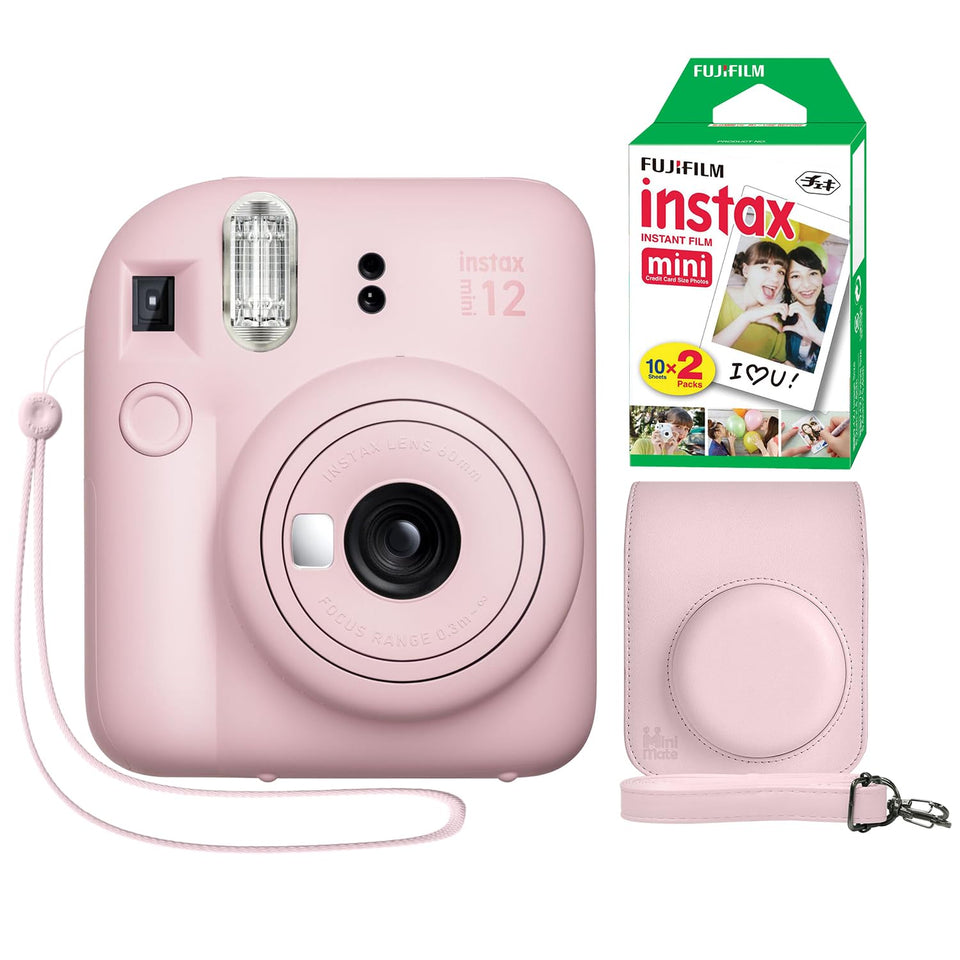 Fujifilm Instax Mini 12 Blossom Pink front view for quick, shareable memories
