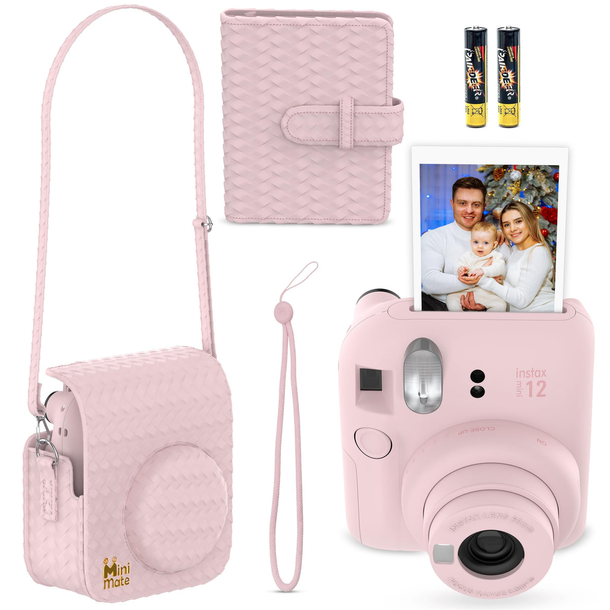 Fujifilm Instax Mini 12 Blossom Pink selfie mirror helps quick self-portraits.