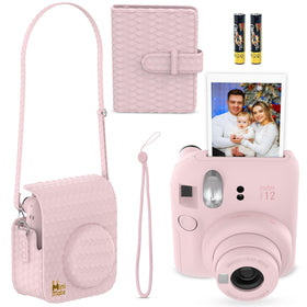Fujifilm Instax Mini 12 Blossom Pink selfie mirror helps quick self-portraits.