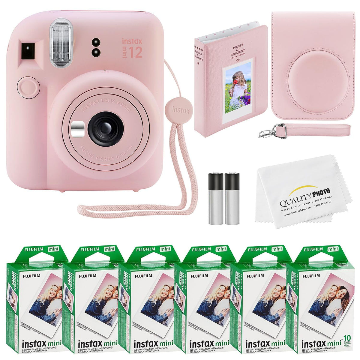 Fujifilm Instax Mini 12 bundle camera in Blossom Pink for instant memories