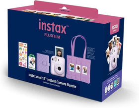 Bundle content display of FUJIFILM Instax Mini 12 holiday set with all items.