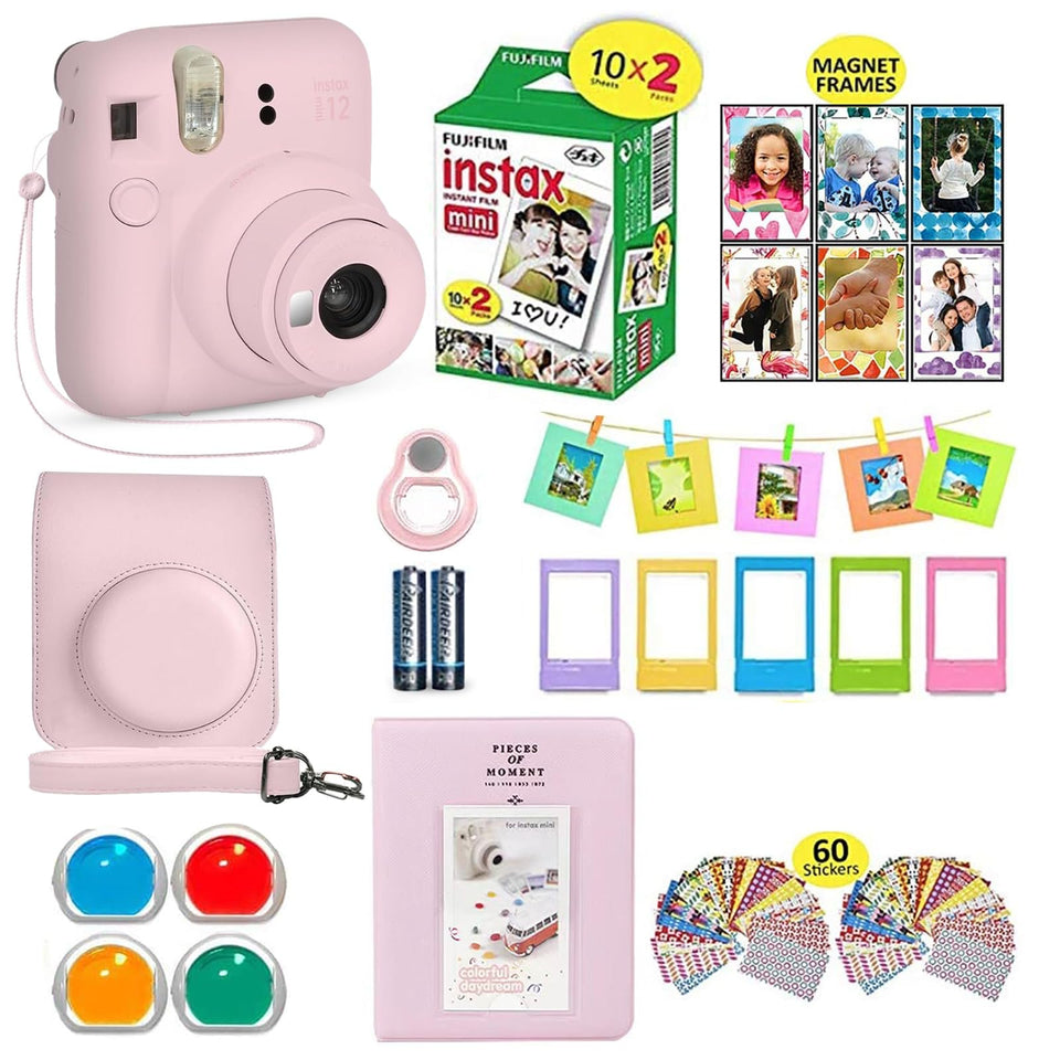 Fujifilm Instax Mini 12 Blossom Pink camera for instant prints and fun.