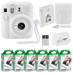 Fujifilm Instax Mini 12 camera in Clay White, perfect for on-the-go instant photos.