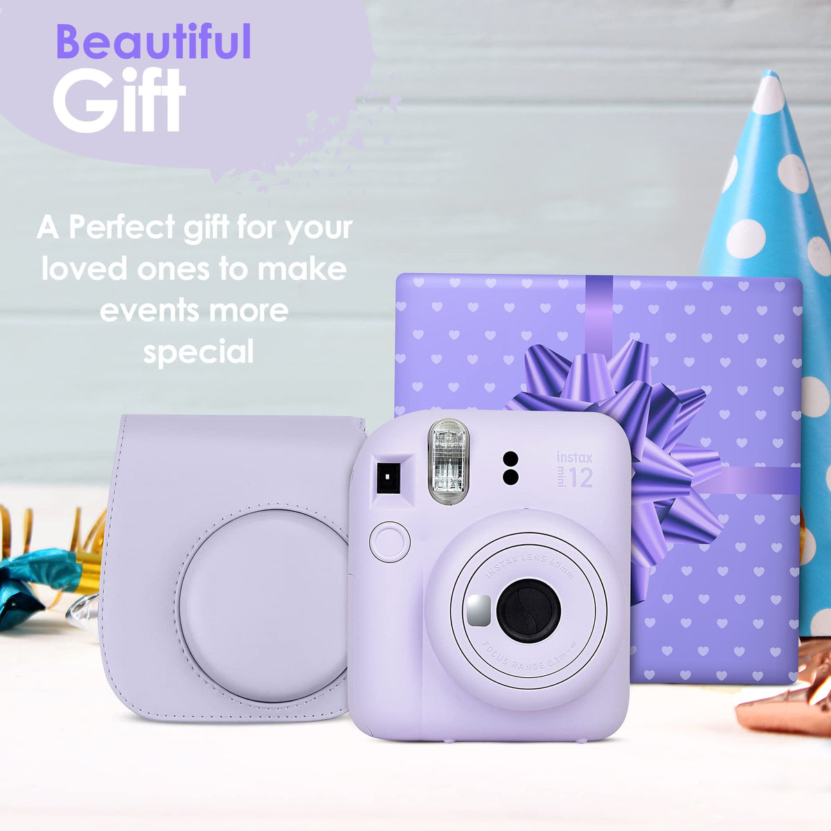 Lightweight Instax Mini 12 held in hand for on-the-go photography.