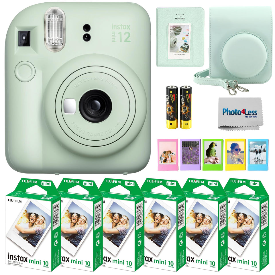 Fujifilm Instax Mini 12 camera in mint green for easy instant sharing