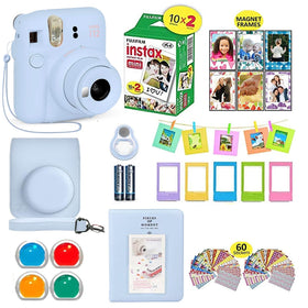 Fujifilm Instax Mini 12 pastel blue camera ready for instant on-the-go prints.