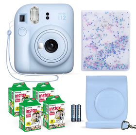 Fujifilm Instax Mini 12 pastel blue camera, compact on-the-go printing.