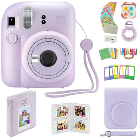 Fujifilm Instax Mini 12 lilac camera with protective case for safe, stylish instant memories.