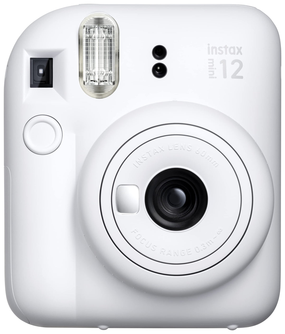 Fujifilm Instax Mini 12 Clay White front view ideal for portable travel photography