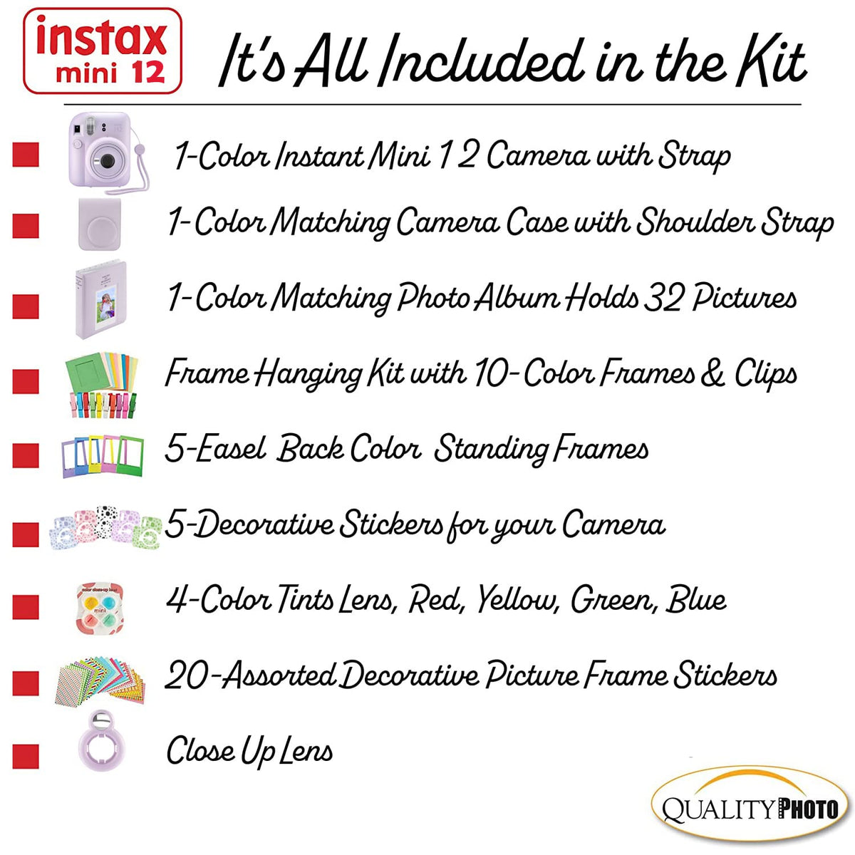 Decorative frames to display Instax Mini 12 prints in a stylish setup.