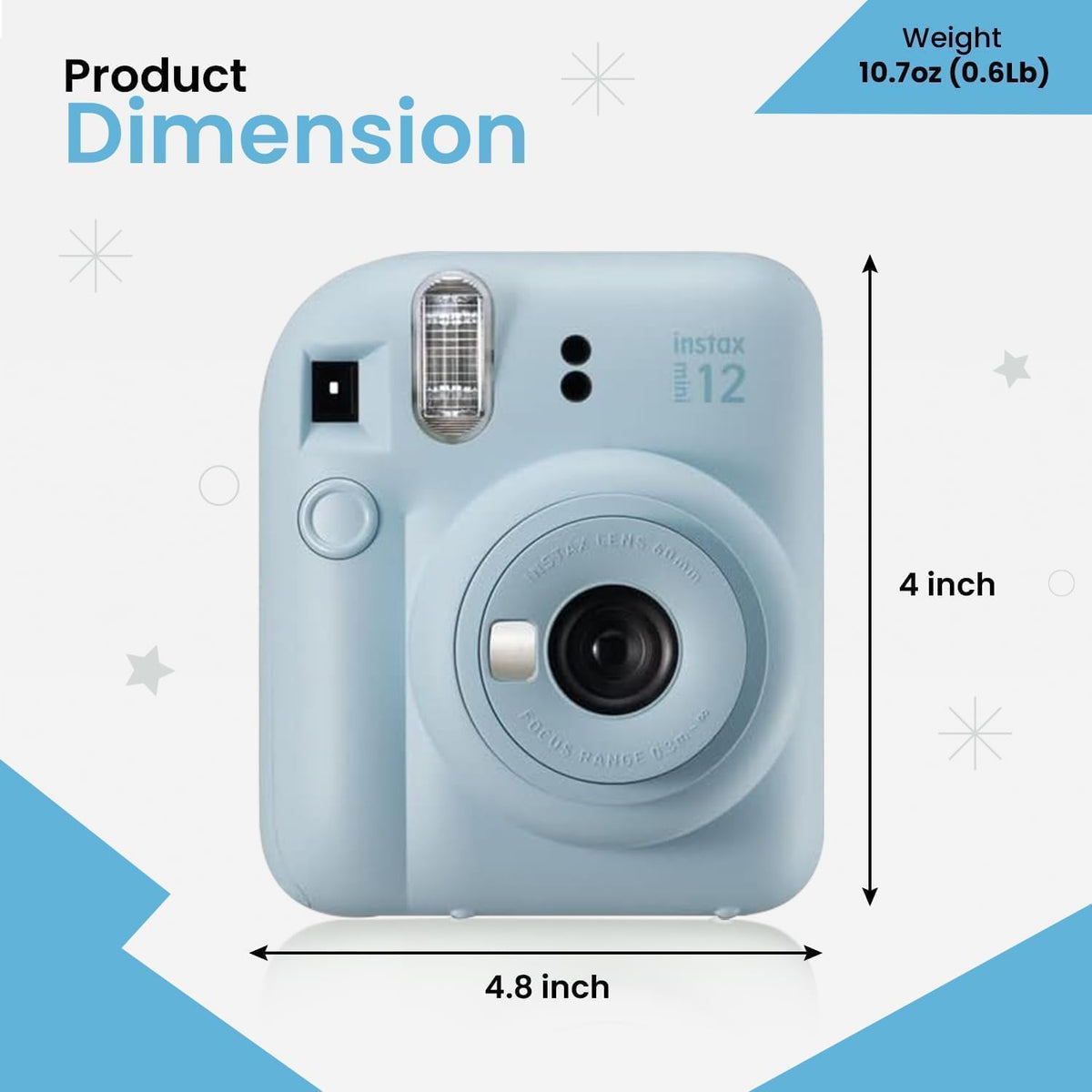 Fujifilm Instax Mini 12 holiday bundle contents – accessories display, ideal for gifting.