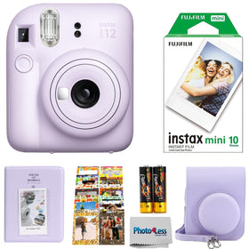Fujifilm Instax Mini 12 Lilac front view, compact instant camera for quick memories.