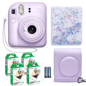 Fujifilm Instax Mini 12 camera in lilac purple for instant prints on the go.