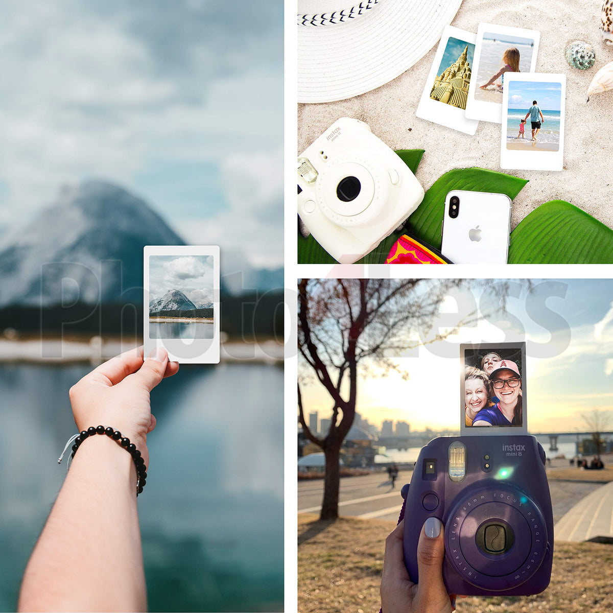 Fujifilm Instax Mini 12 Lilac travel stickers add personality to photos.