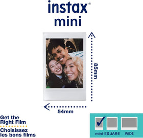 Fujifilm Instax Mini 12 olive green includes batteries and strap.
