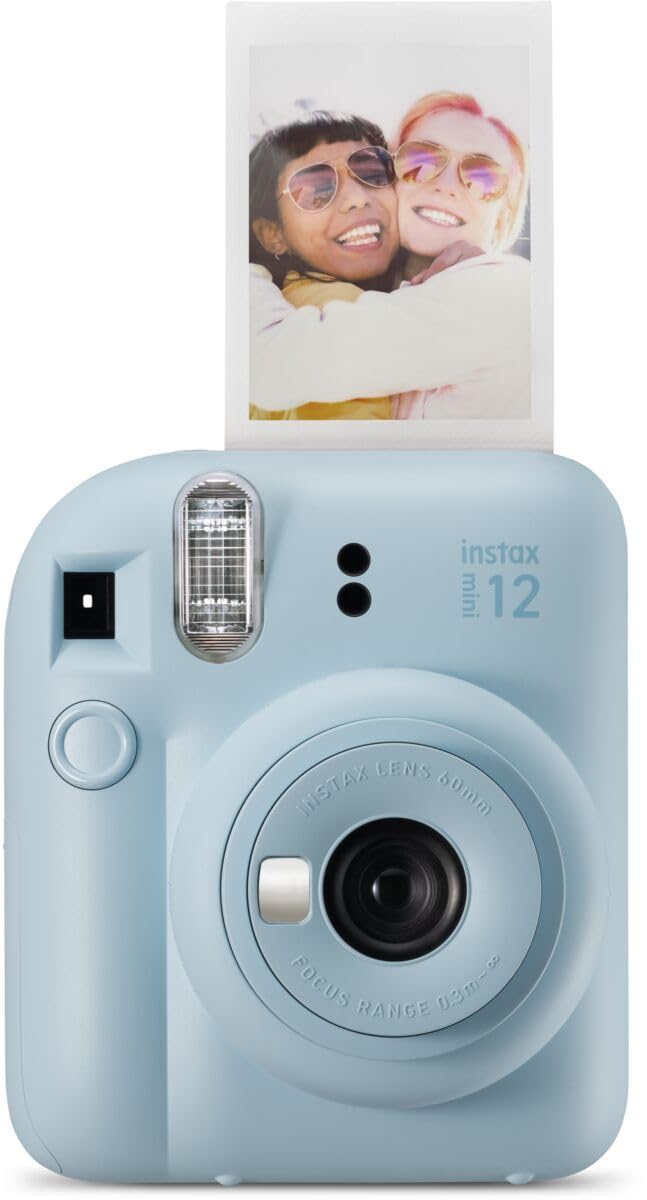 Fujifilm Instax Mini 12 pastel blue front view for casual selfies