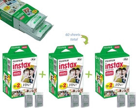 64-pocket photo album safely stores Instax prints for easy sharing.