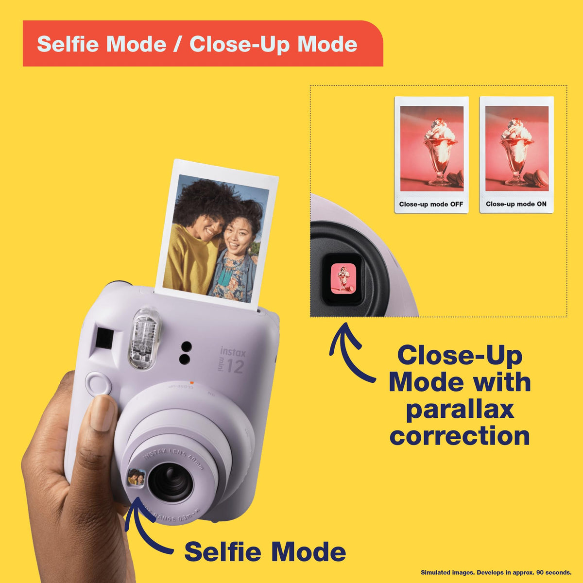 Selfie-ready Instax Mini 12 mint green with built-in mirror for selfies