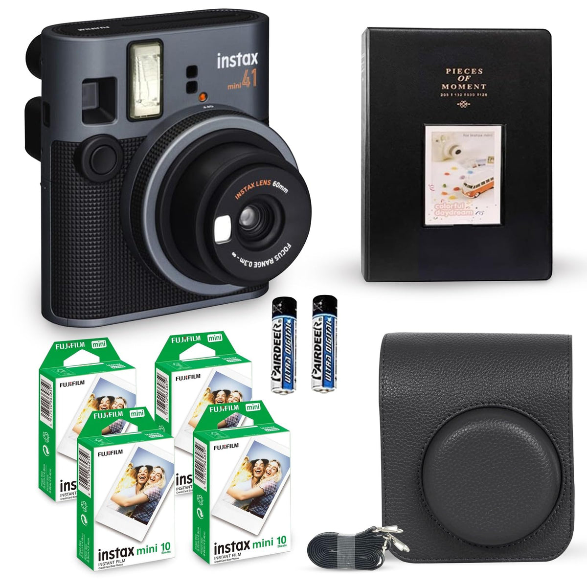 Fujifilm Instax Mini 41 camera black front view for quick instant memories.