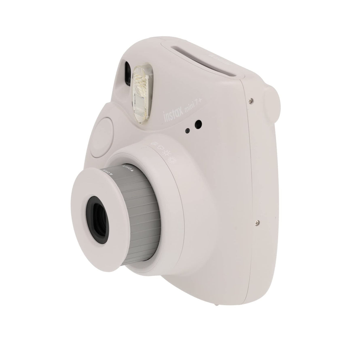 Fujifilm Instax Mini 7+ renewed top view, compact design with quick access controls.