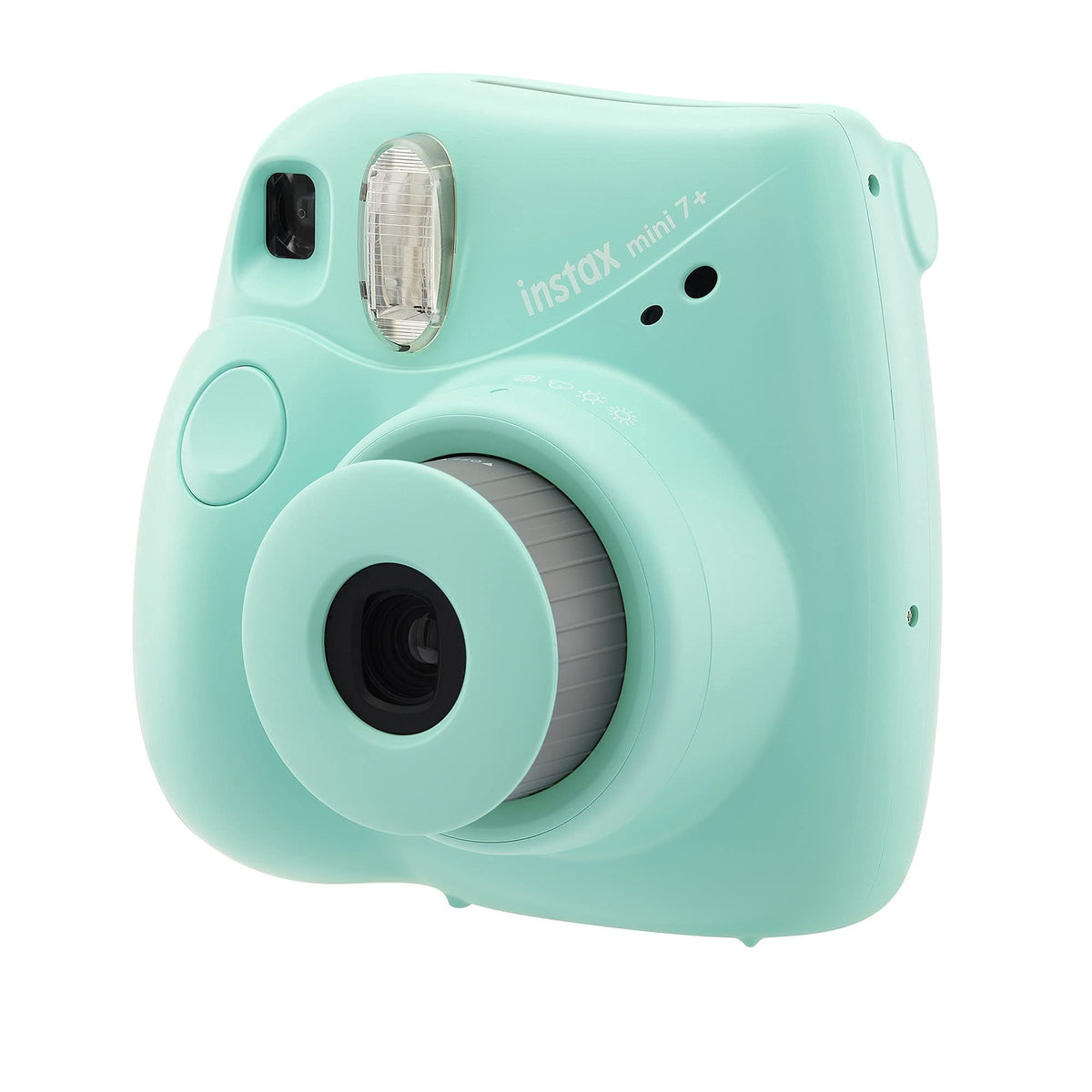 Fujifilm Instax Mini 7+ selfie mirror closeup emphasizes easy self-portraits on the go