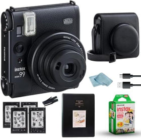 Fujifilm Instax Mini 99 camera front view, showcasing portable retro design for on-the-go memories.