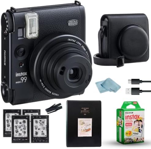 Fujifilm Instax Mini 99 camera front view, showcasing portable retro design for on-the-go memories.