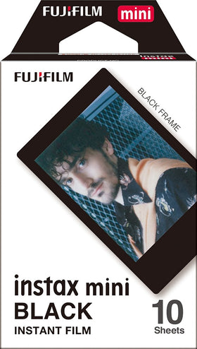 Fujifilm Instax Mini black frame close-up of film edge highlighting frame contrast benefit