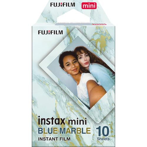 Fujifilm Instax Mini Blue Marble pack for vibrant instant photos.