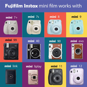 Fujifilm Instax Mini bundle featuring film, frames, and cleaning cloth for easy keepsakes.