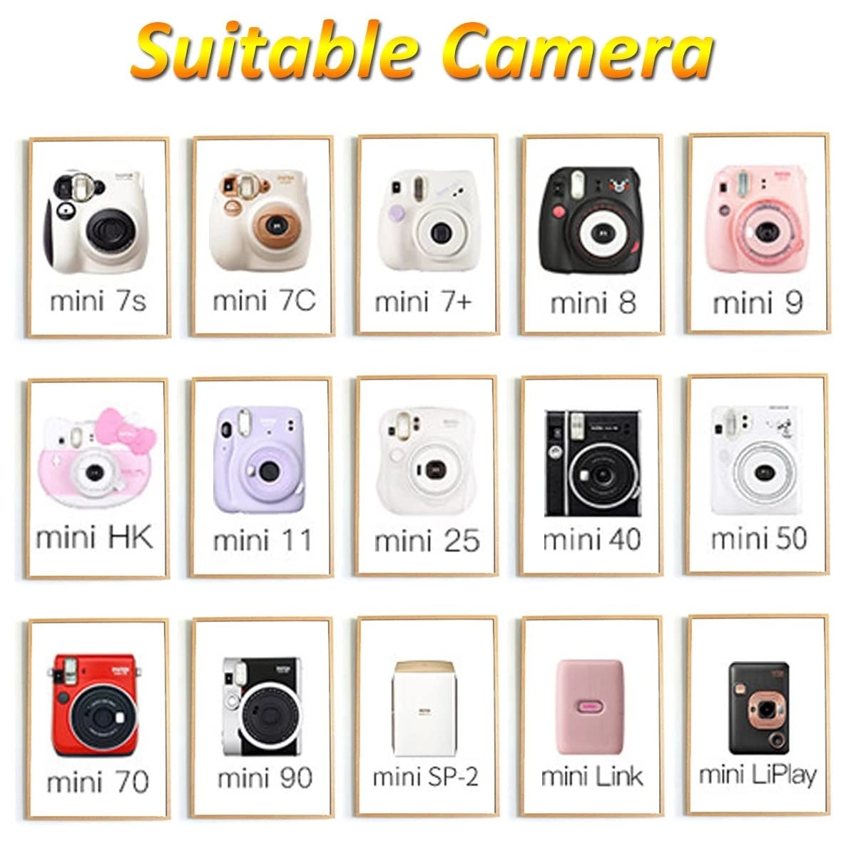 Compatibility list shows Instax Mini cameras supporting instant film use.