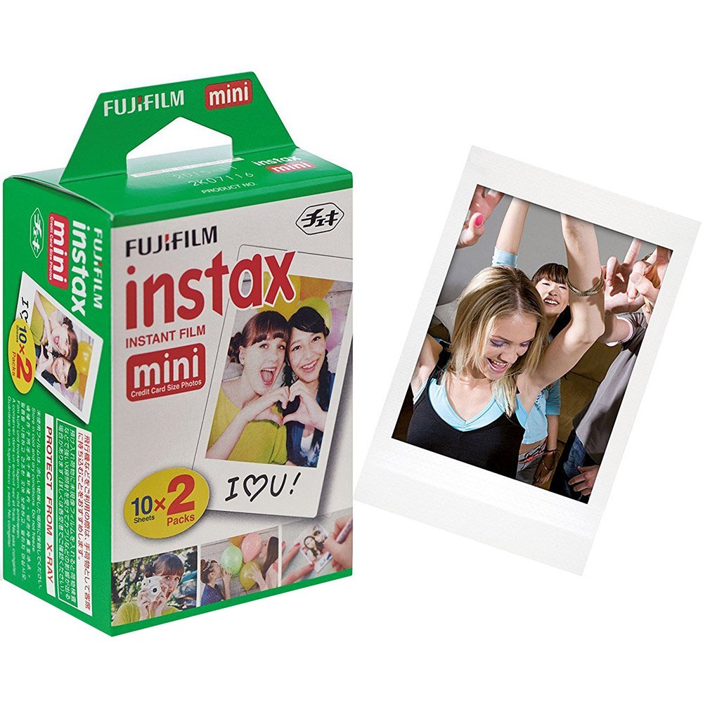 Fujifilm Instax Mini camera with film being loaded illustrating simple cartridge insertion