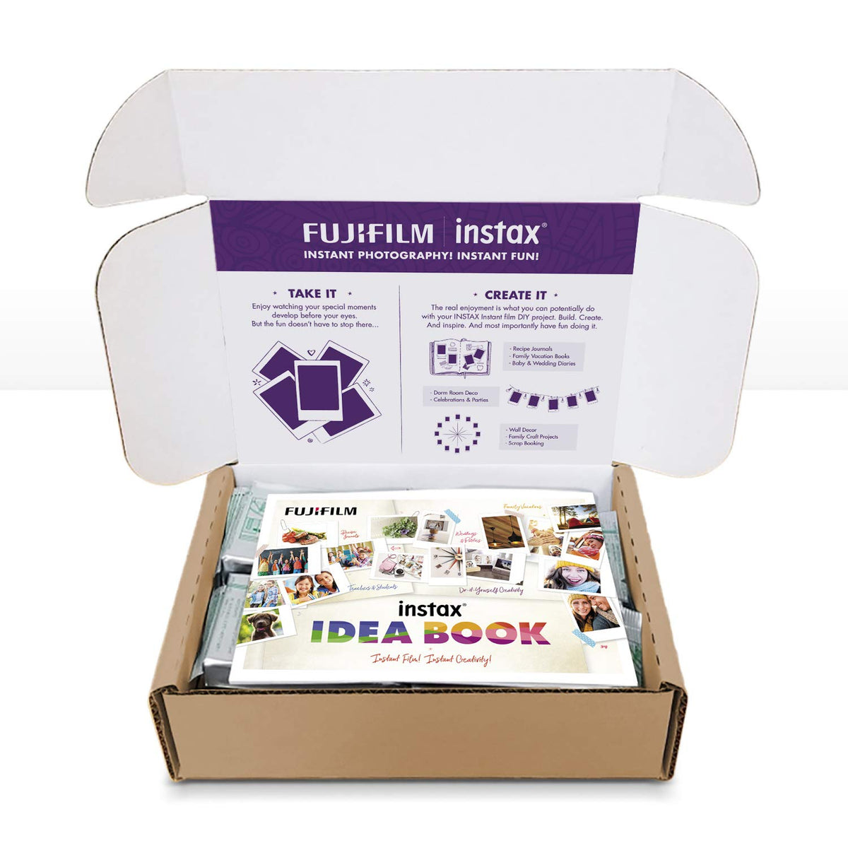 Fujifilm Instax Mini film compatible with all Mini cameras for quick spontaneous prints.
