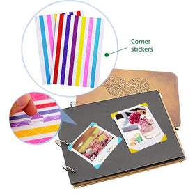 Fujifilm Instax Mini corner stickers personalize prints.