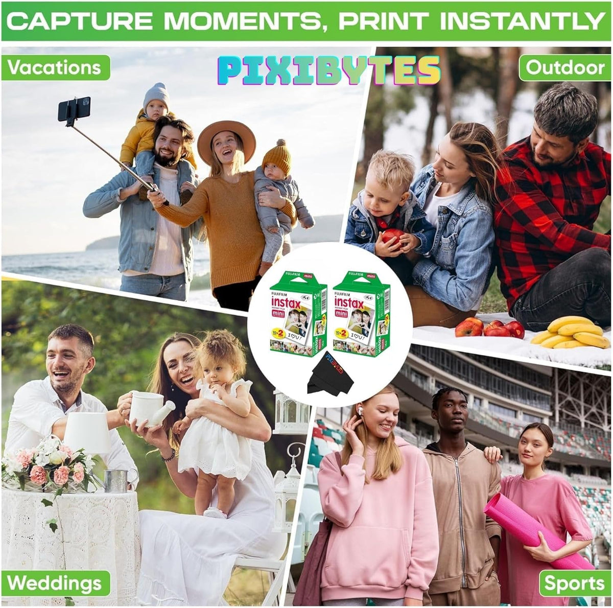 Fujifilm film next to credit card demonstrating compact portability