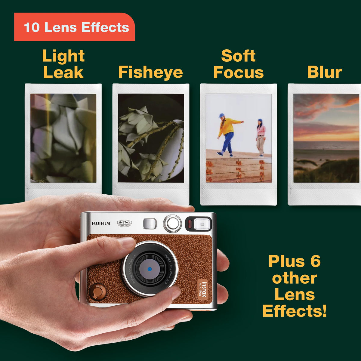 Fujifilm Instax Mini EVO film dial close up highlighting 10 film effects
