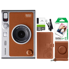 FUJIFILM INSTAX Mini EVO front view shows a stylish hybrid instant camera for on-the-go printing