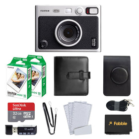 Fujifilm Instax Mini Evo black front view showing compact design.