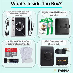 Fujifilm Instax Mini Evo black side angle for easy grip.